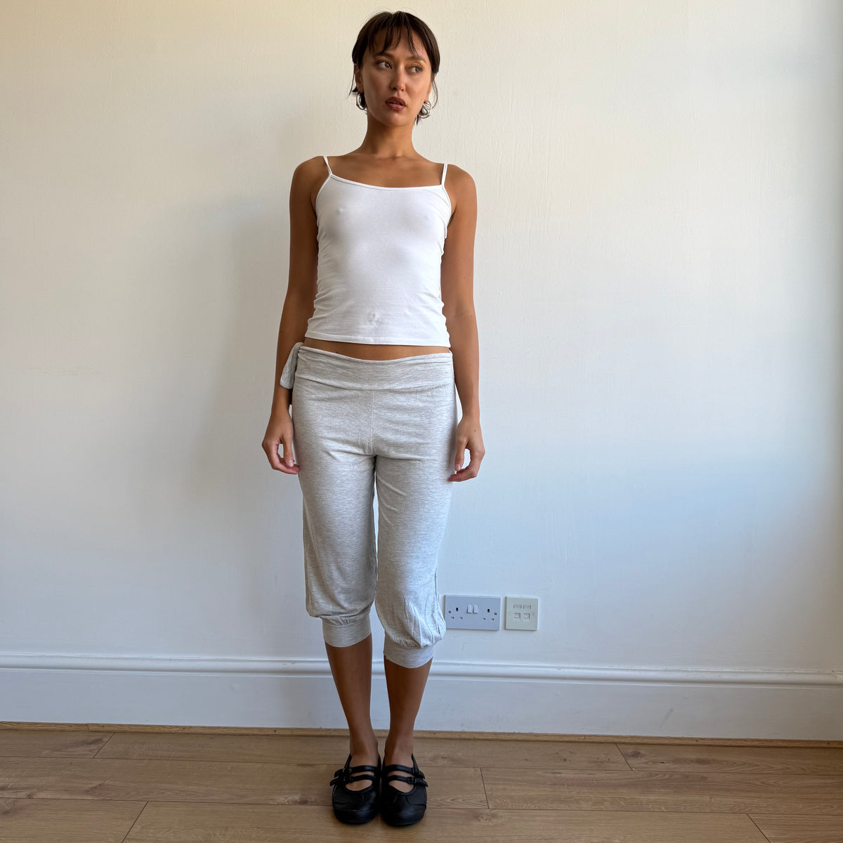 Grey tie waist bubble capris - Size XS