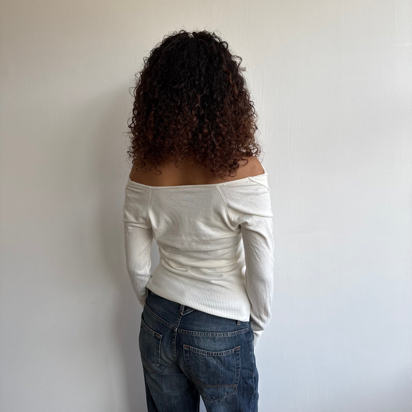 Cream cowl slouchy knit - Size S