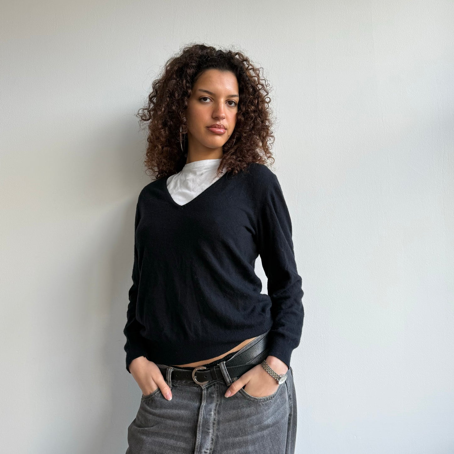 Black cashmere v-neck - Size S