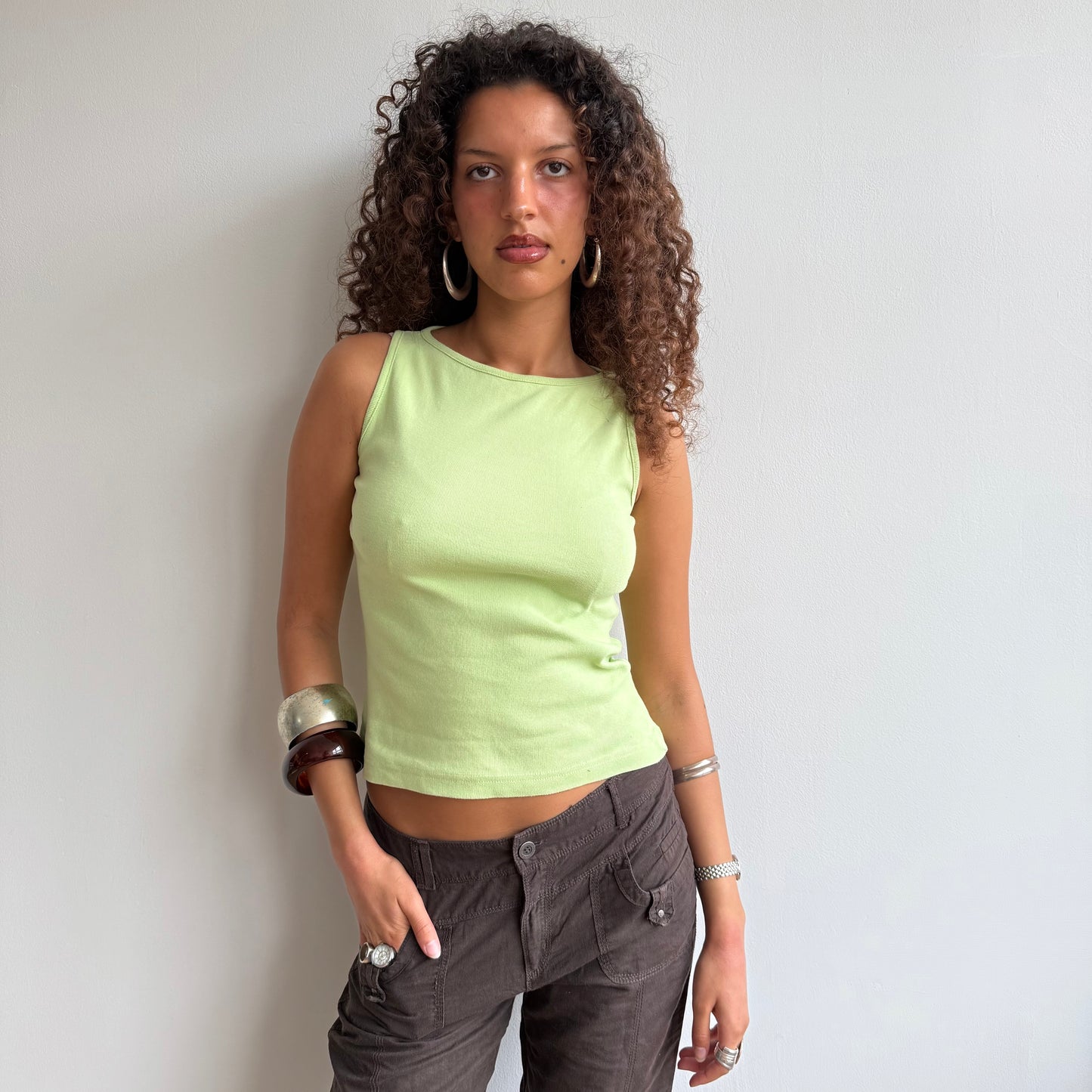 Green boatneck top - Size S