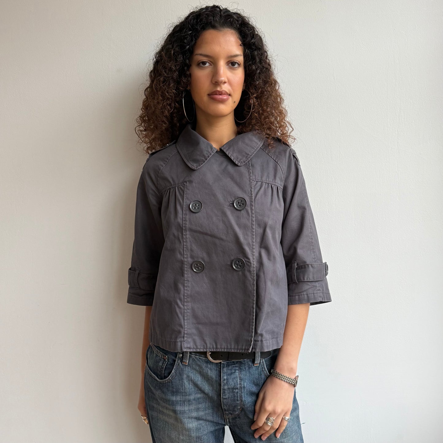 Charcoal grey 3/4 sleeve peacoat - Size M