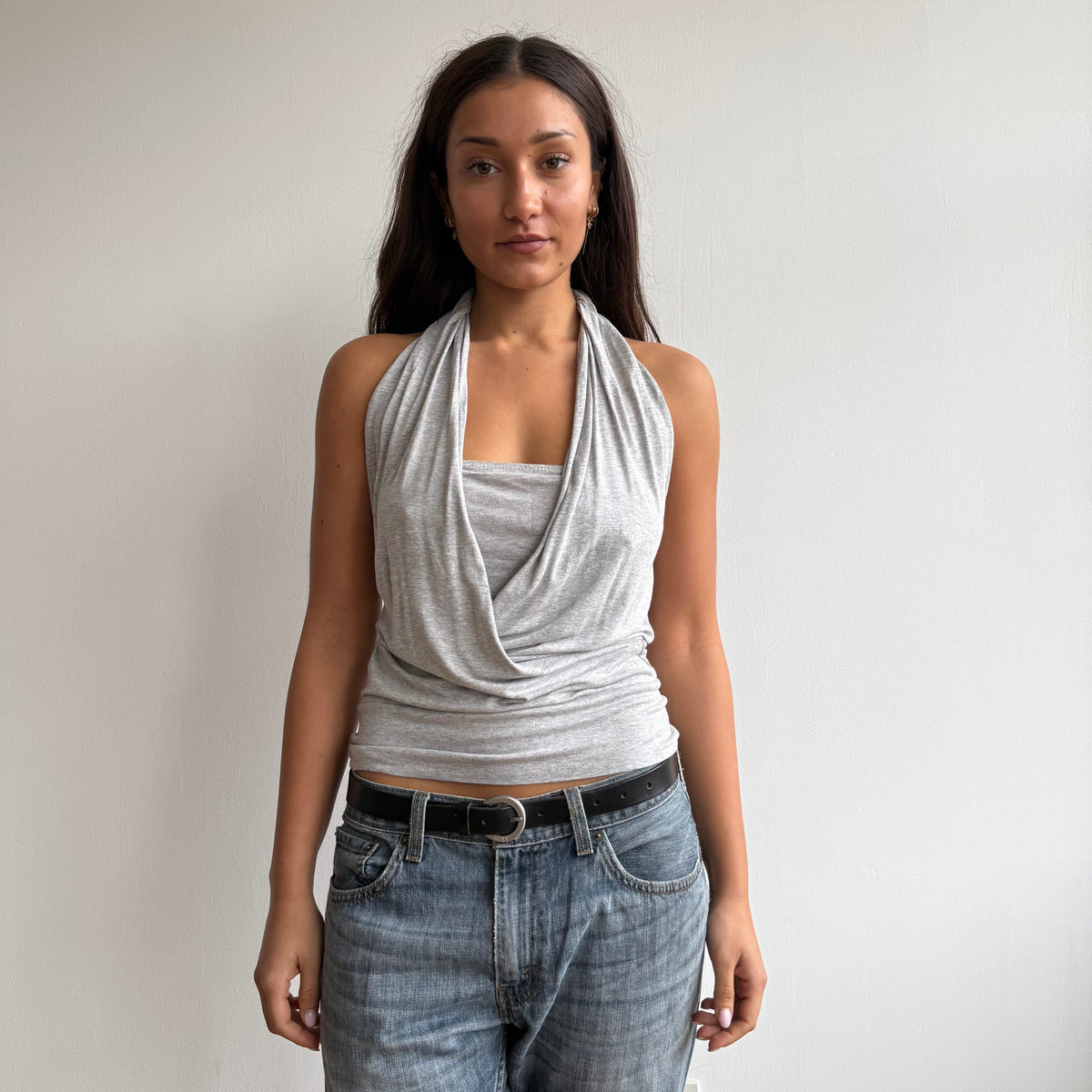 Grey halter wrap top - Size S