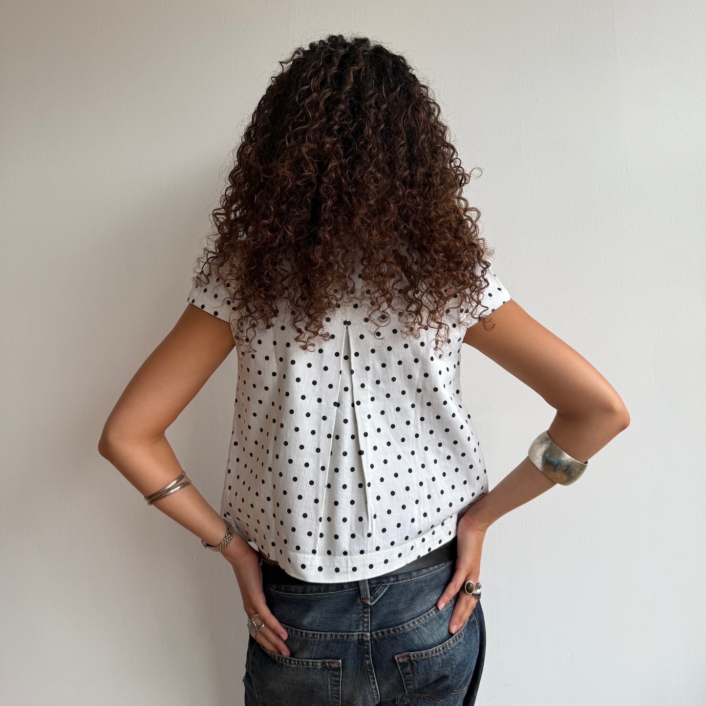 White polka dot peacoat - Size S