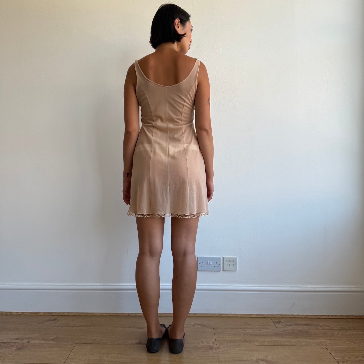 Apricot lace insert slip dress - Size S