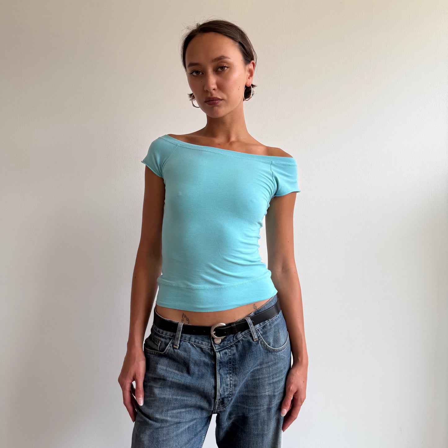 Blue Bardot top - Size S