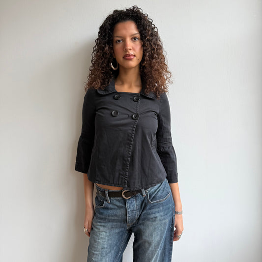 Black 3/4 sleeve peacoat - Size XS