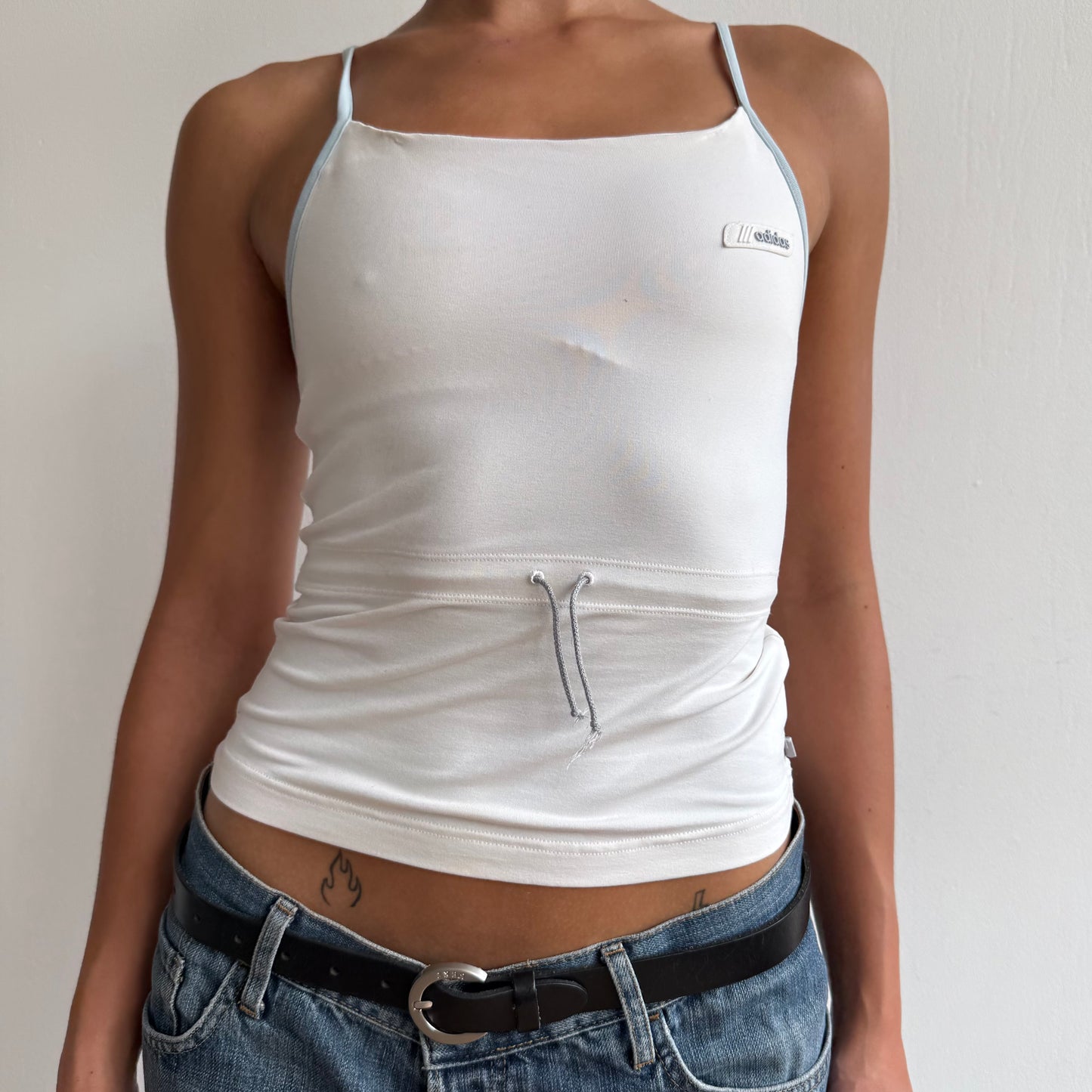 White Adidas tie front top - Size XS
