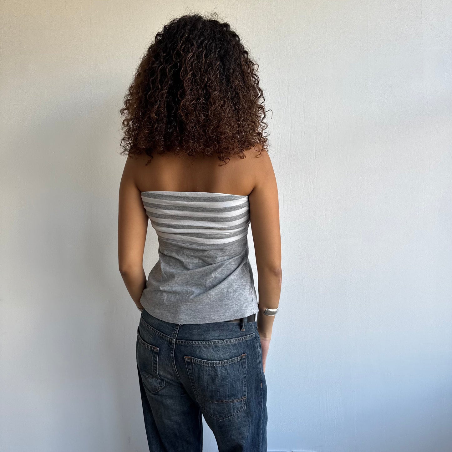 Grey and white striped bandeau - Size M