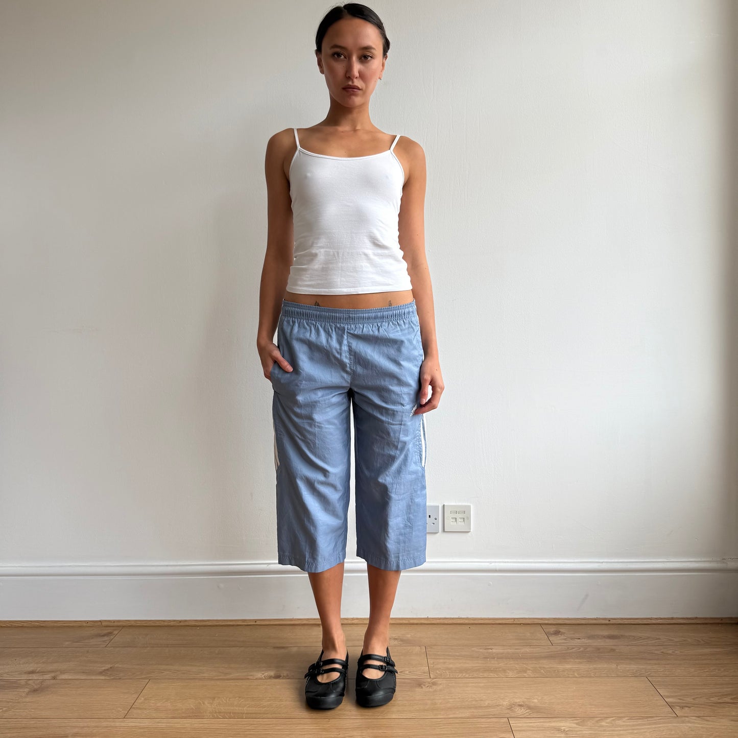 Blue Adidas grid cargo capris - Size S