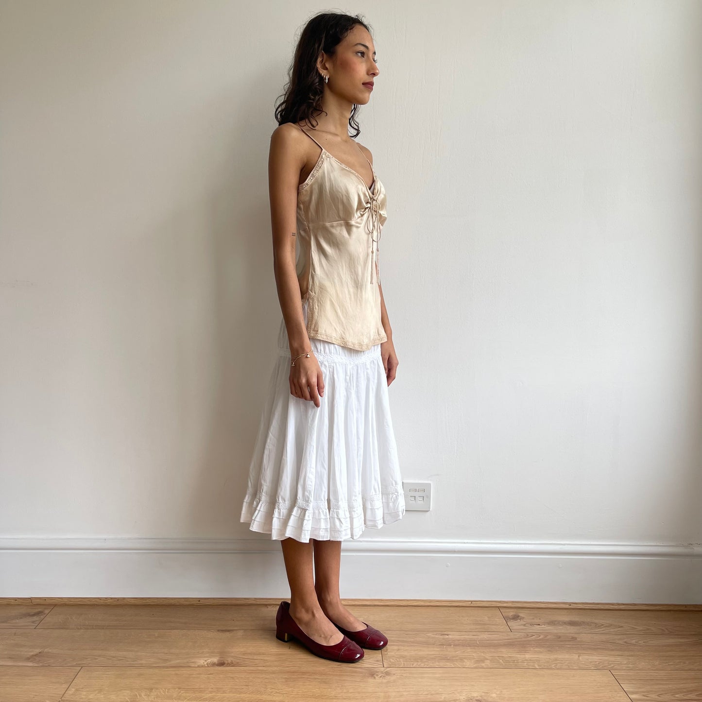 Gold silk cami top - Size S