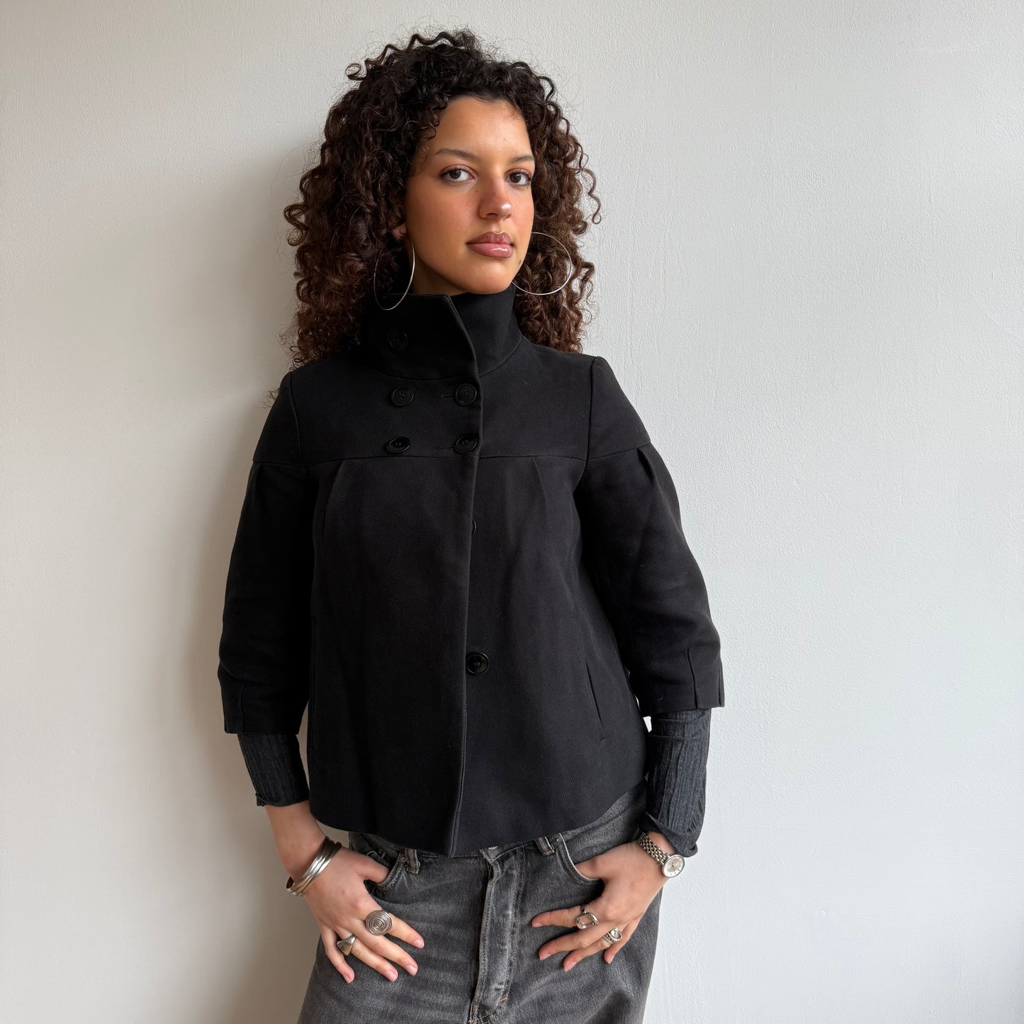 Black suiting peacoat - Size S