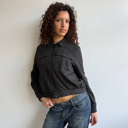 Navy plaid bomber - Size S