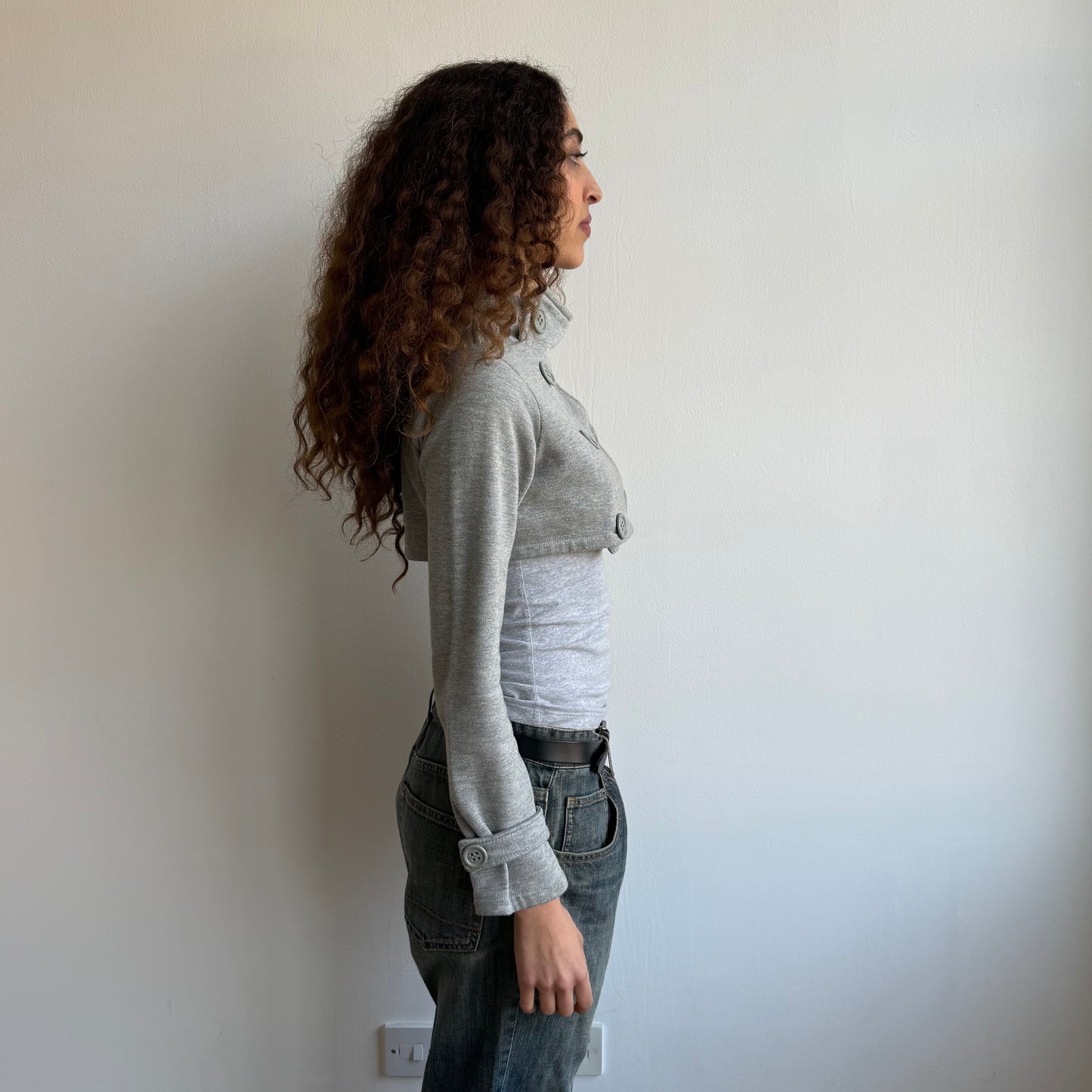 Grey cropped peacoat jumper - Size S + S/M