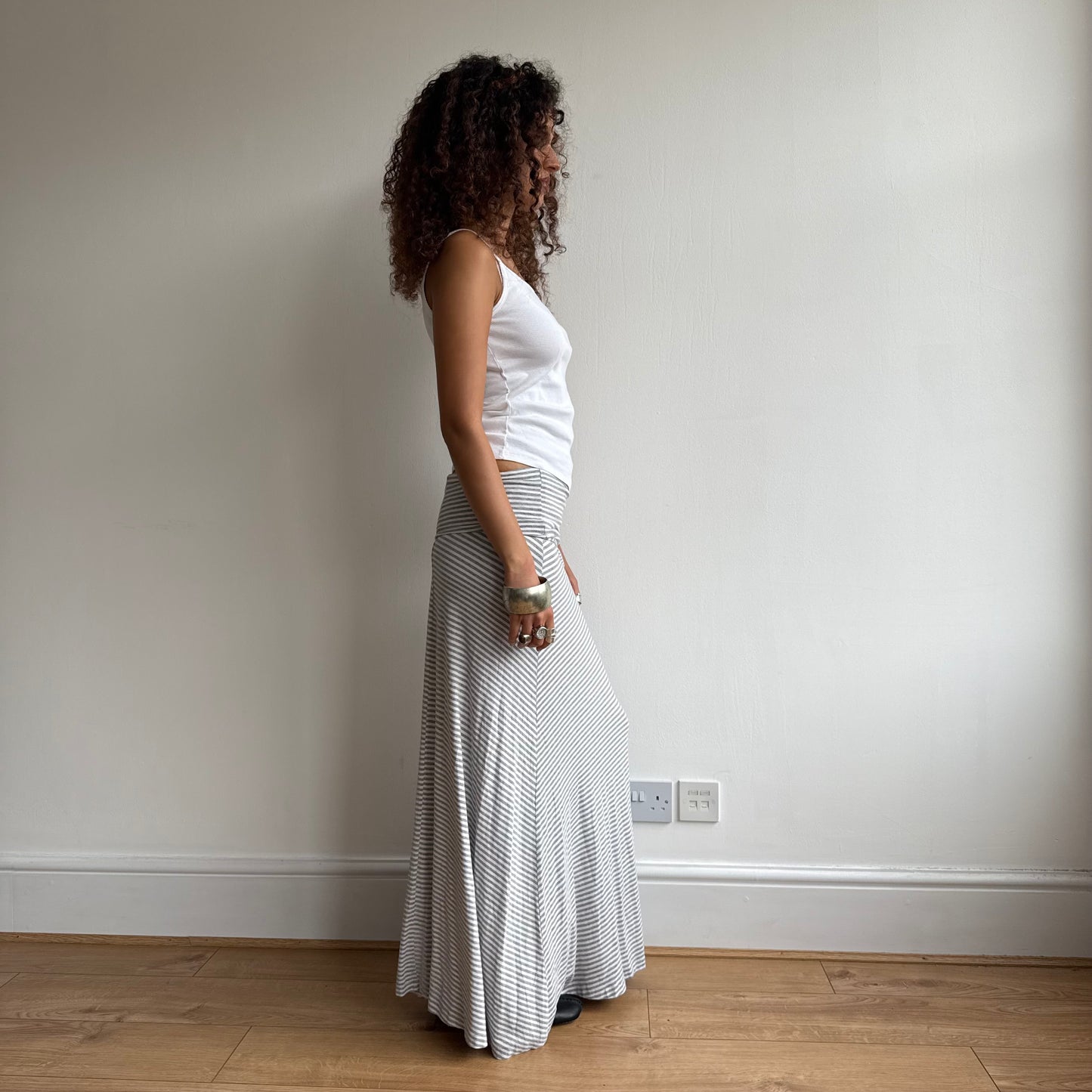 Grey striped maxi skirt/dress - Size S