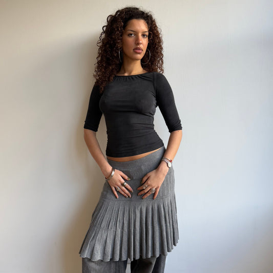 Grey wool midi skirt - Size S