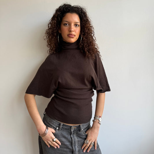 Brown slouchy roll neck - Size M
