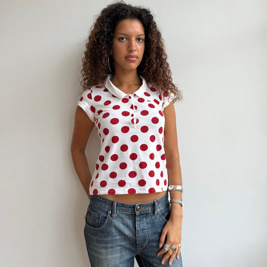 Red polka dot Lacoste polo - Size S/M