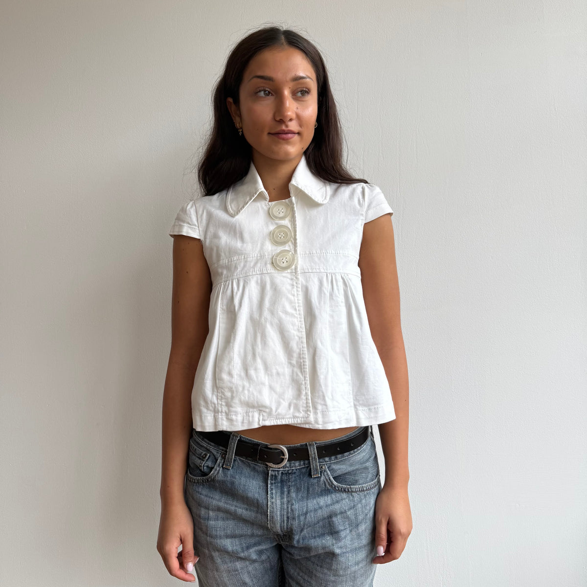 White short sleeve peacoat - Size S