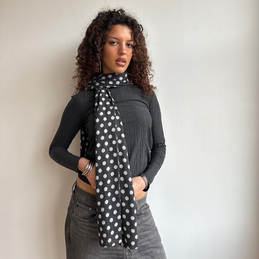 Dark grey polka dot scarf