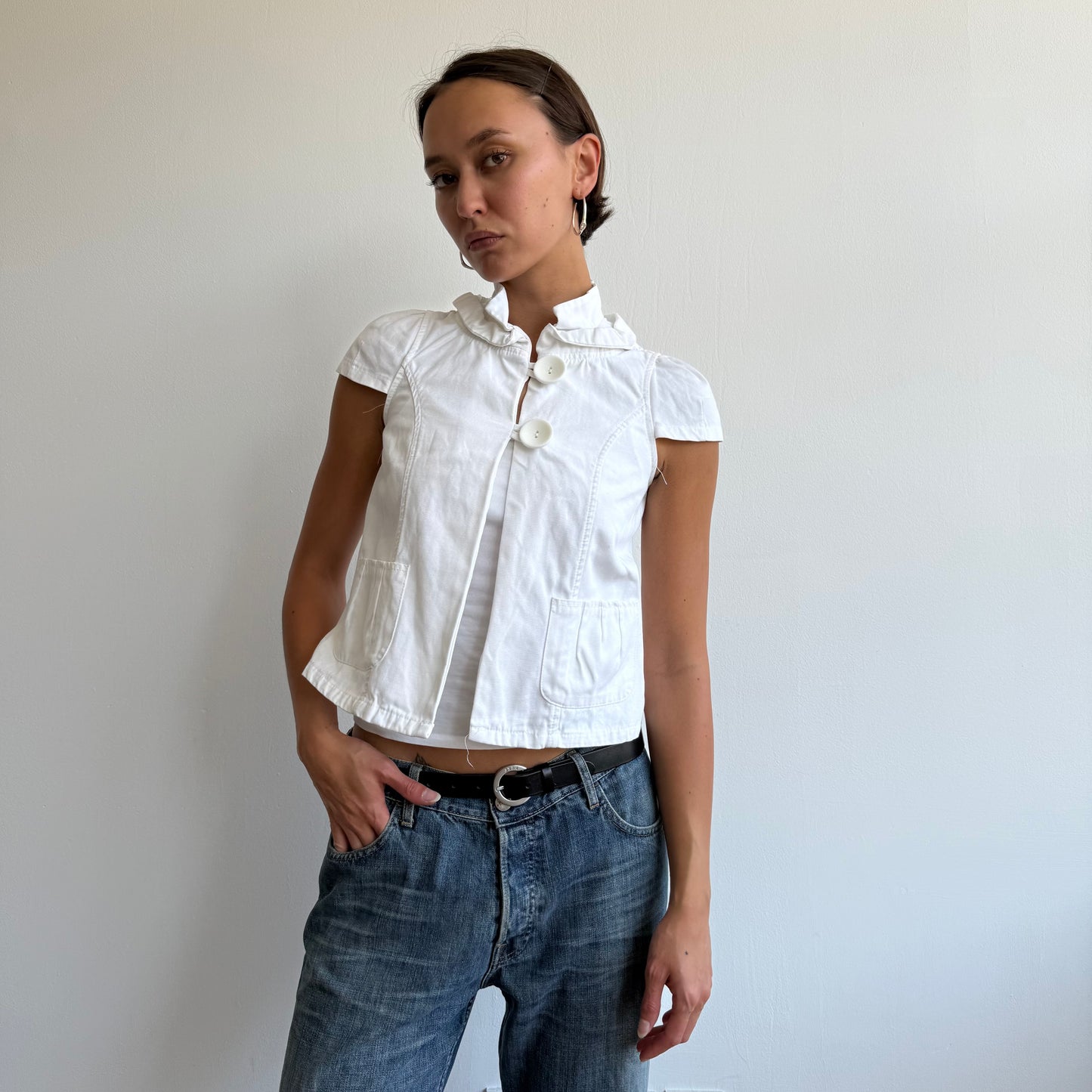 White short sleeve peacoat - Size S