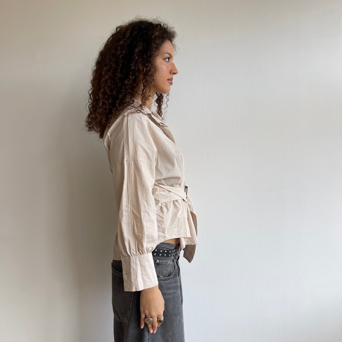 Beige belt shirt - Size S/M