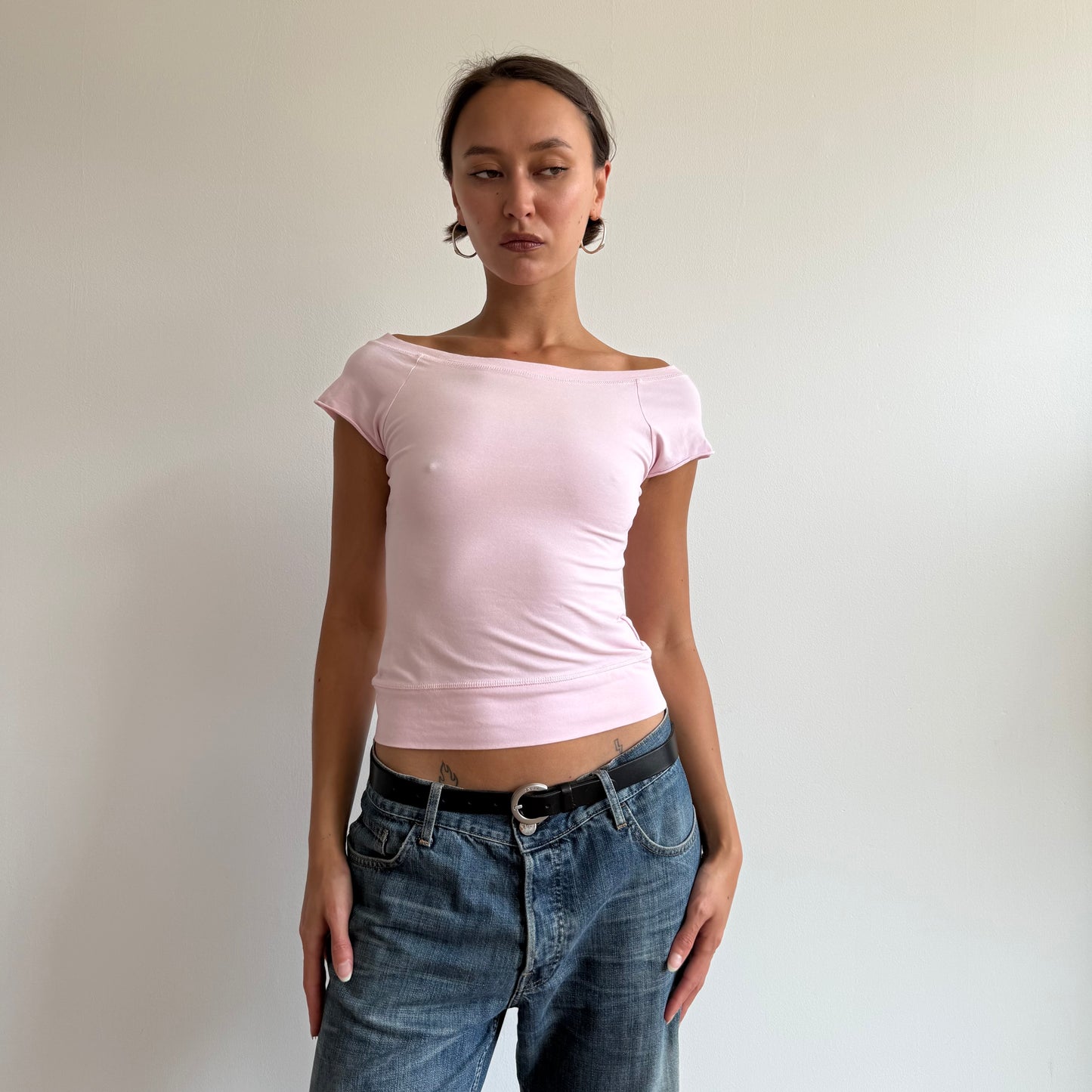 Baby pink Bardot top - Size S