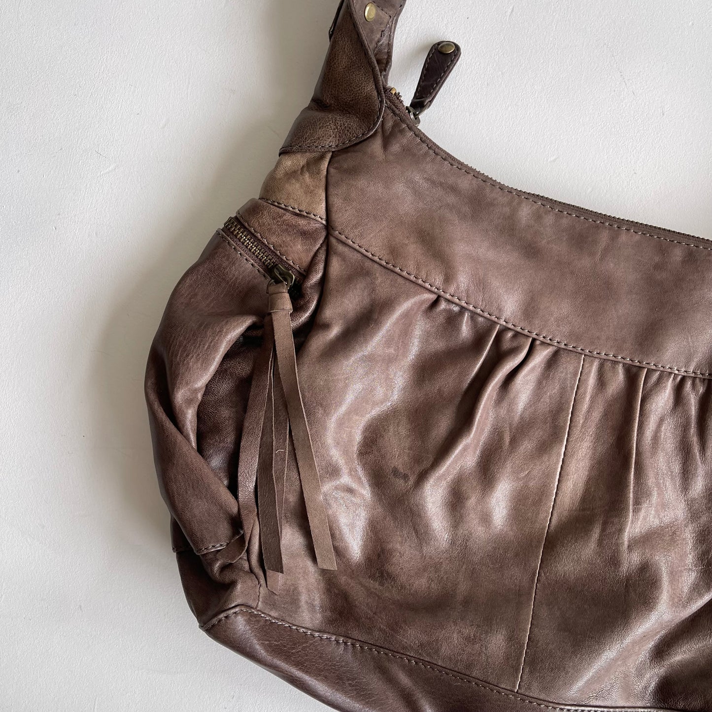 Brown leather slouchy bag