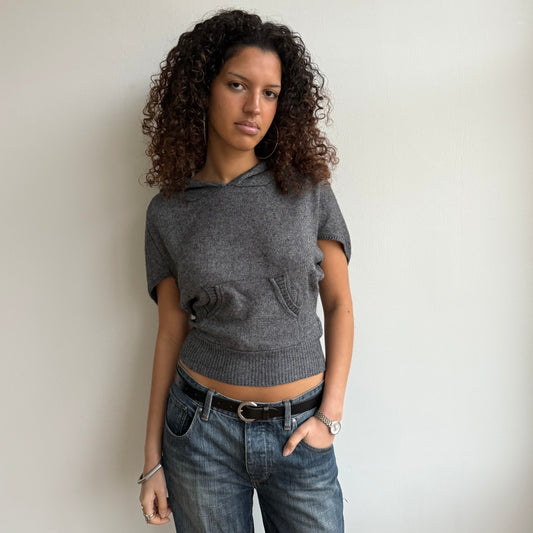 Grey knit hoodie - Size S/M