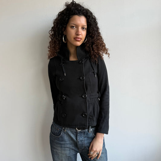 Black peacoat hooded jumper - Size S