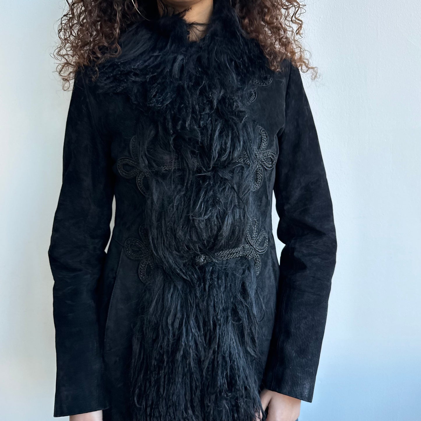 Black frog clasp Afghan coat - Size S