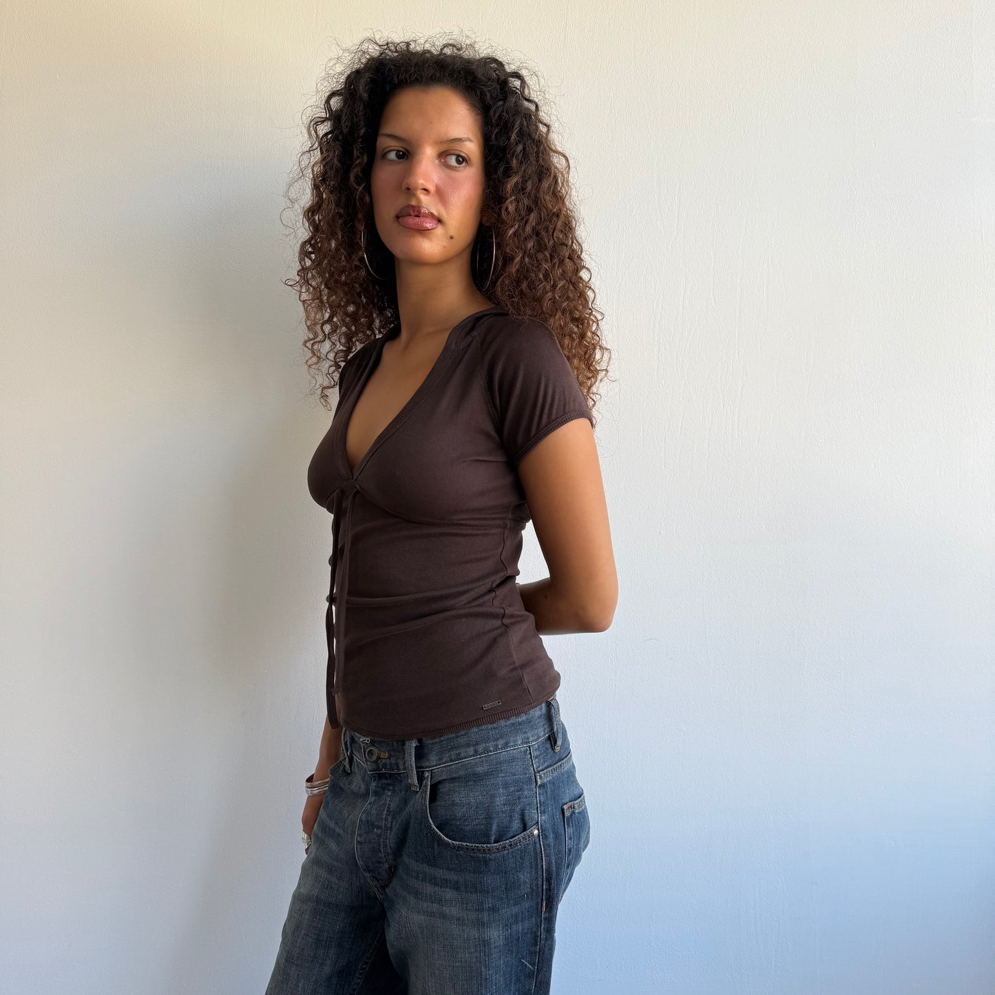 Brown hooded t-shirt - Size M