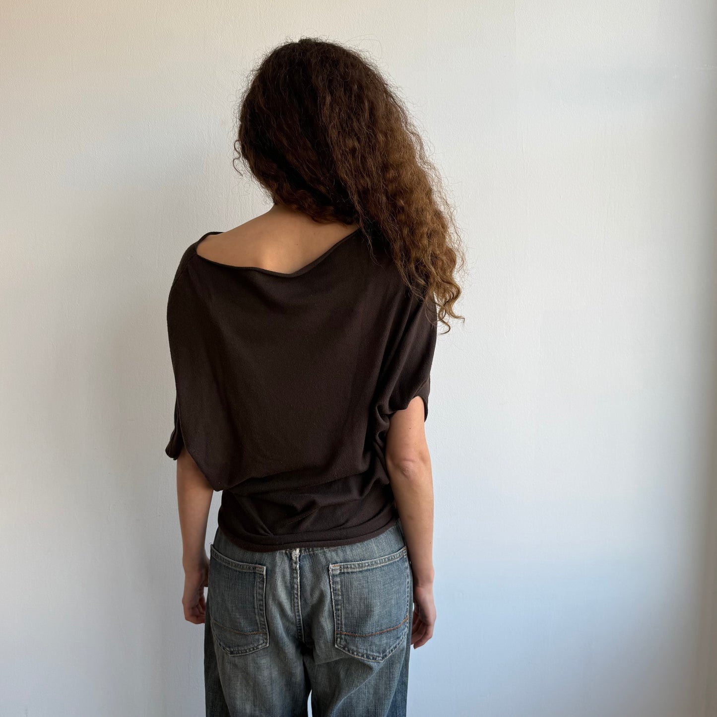 Brown short sleeve slouchy knit - Size M