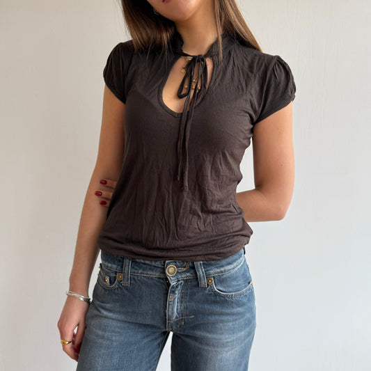 Brown keyhole top - Size S/M
