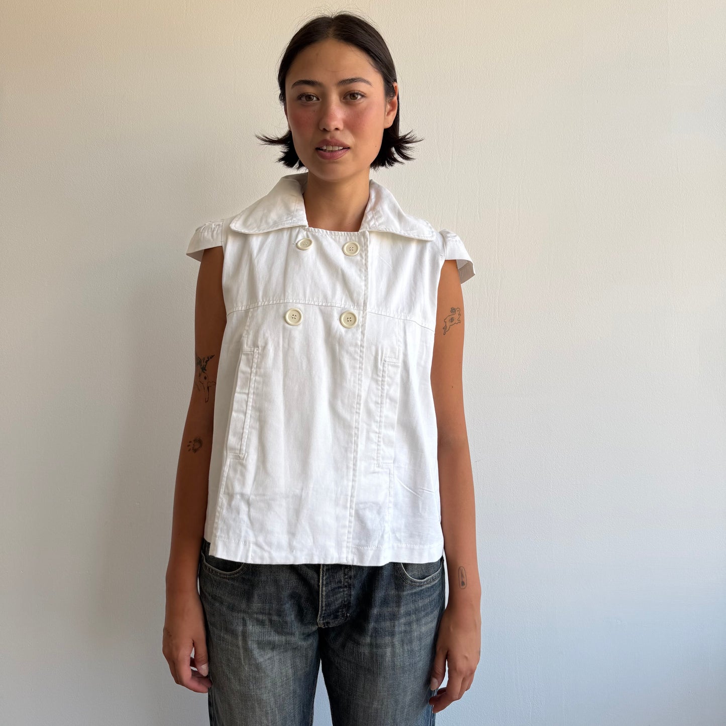 White short sleeve peacoat - Size M/L