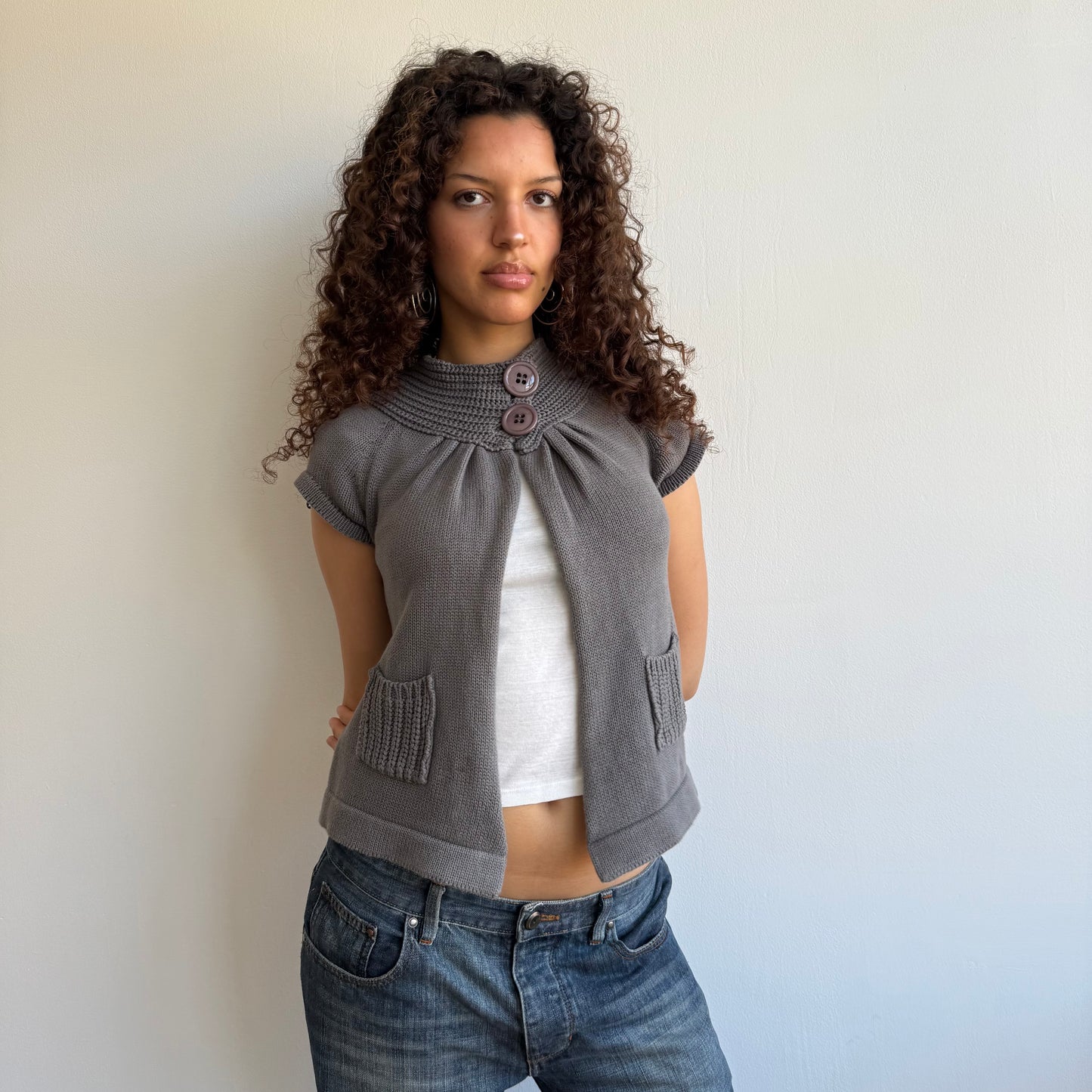 Grey open front Cardi - Size S