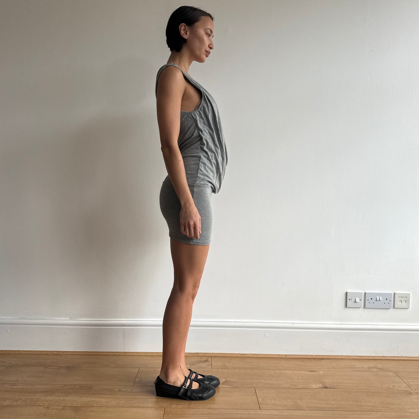 Grey Morgan ruched cowl midi dress - Size S