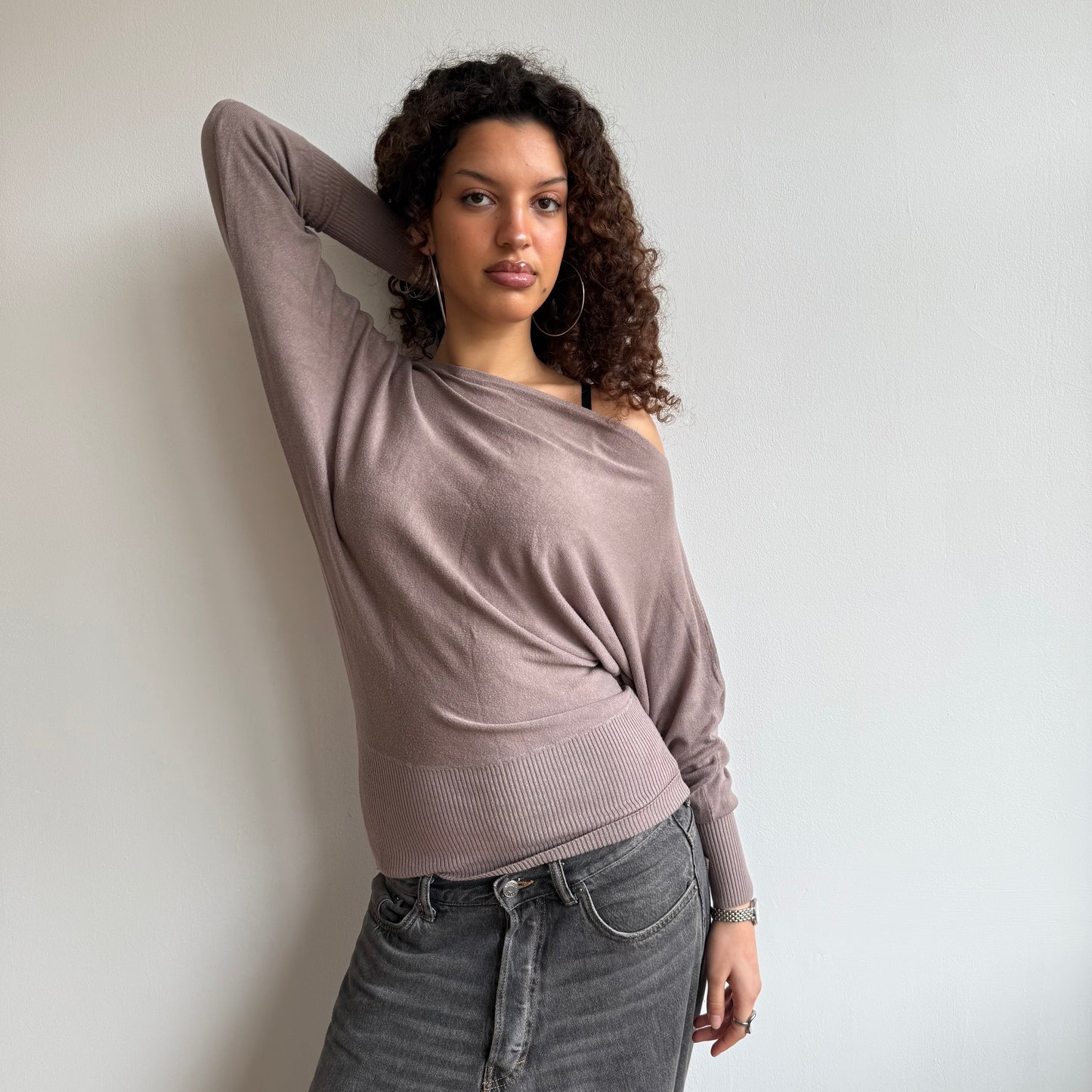 Beige (2) slouchy knit jumper - Size S-M