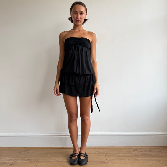 Black ruched mini dress - Size S