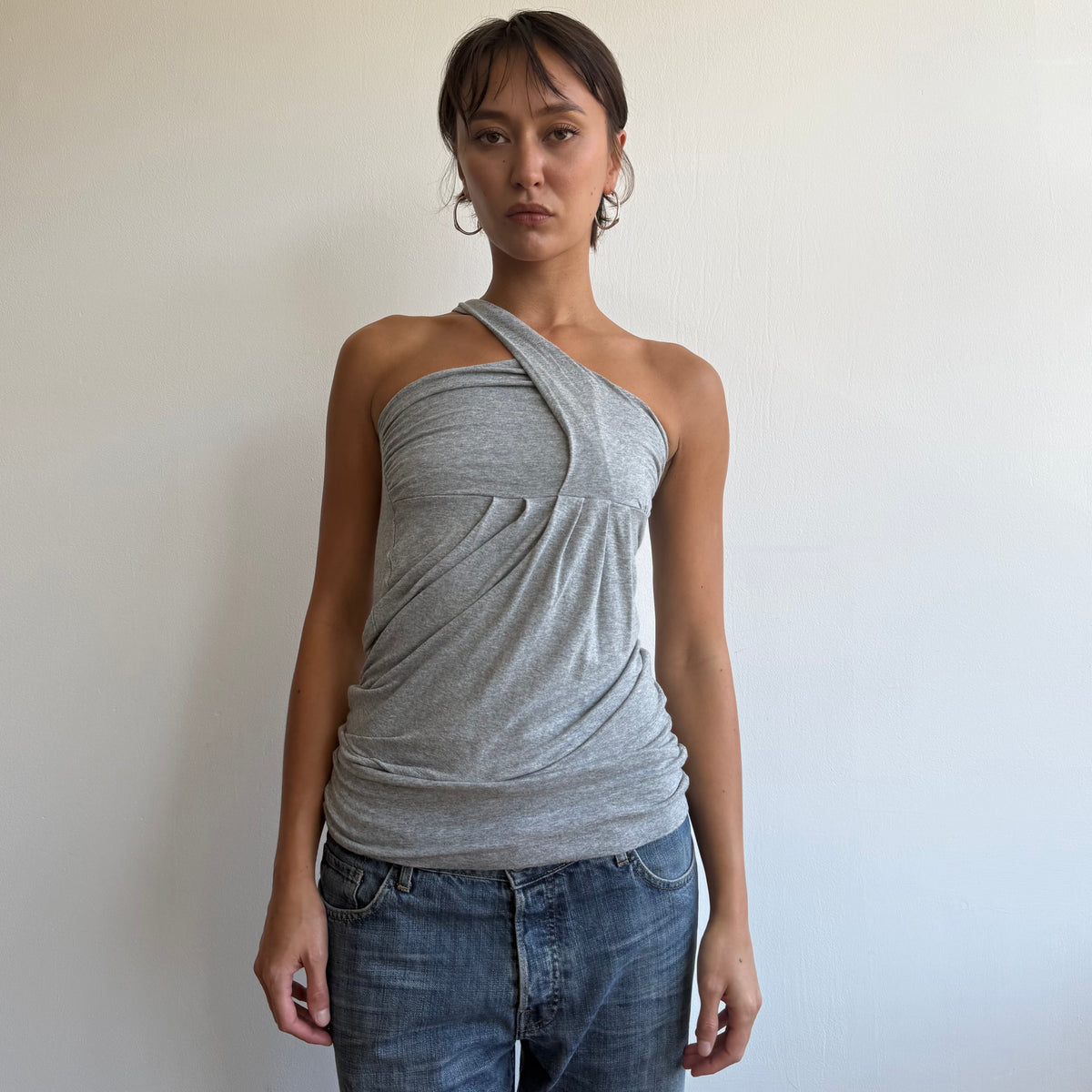 Grey one shoulder top - Size S