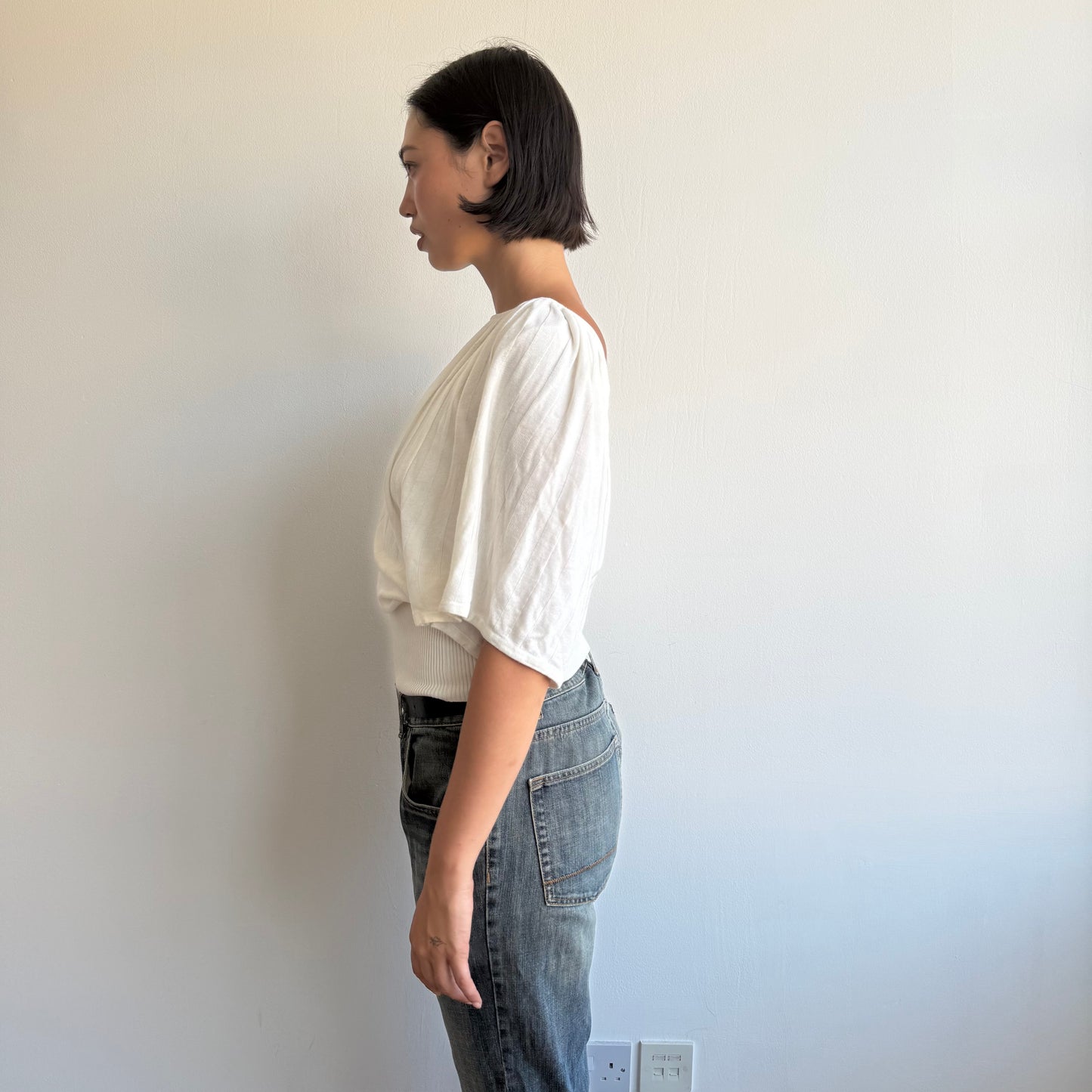 Cream ribbed batwing knit - Size M