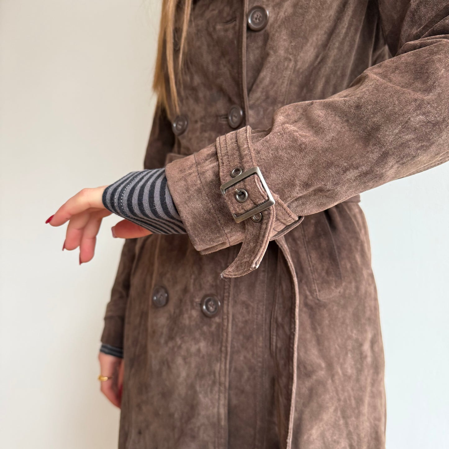 Brown suede trench coat - Size S