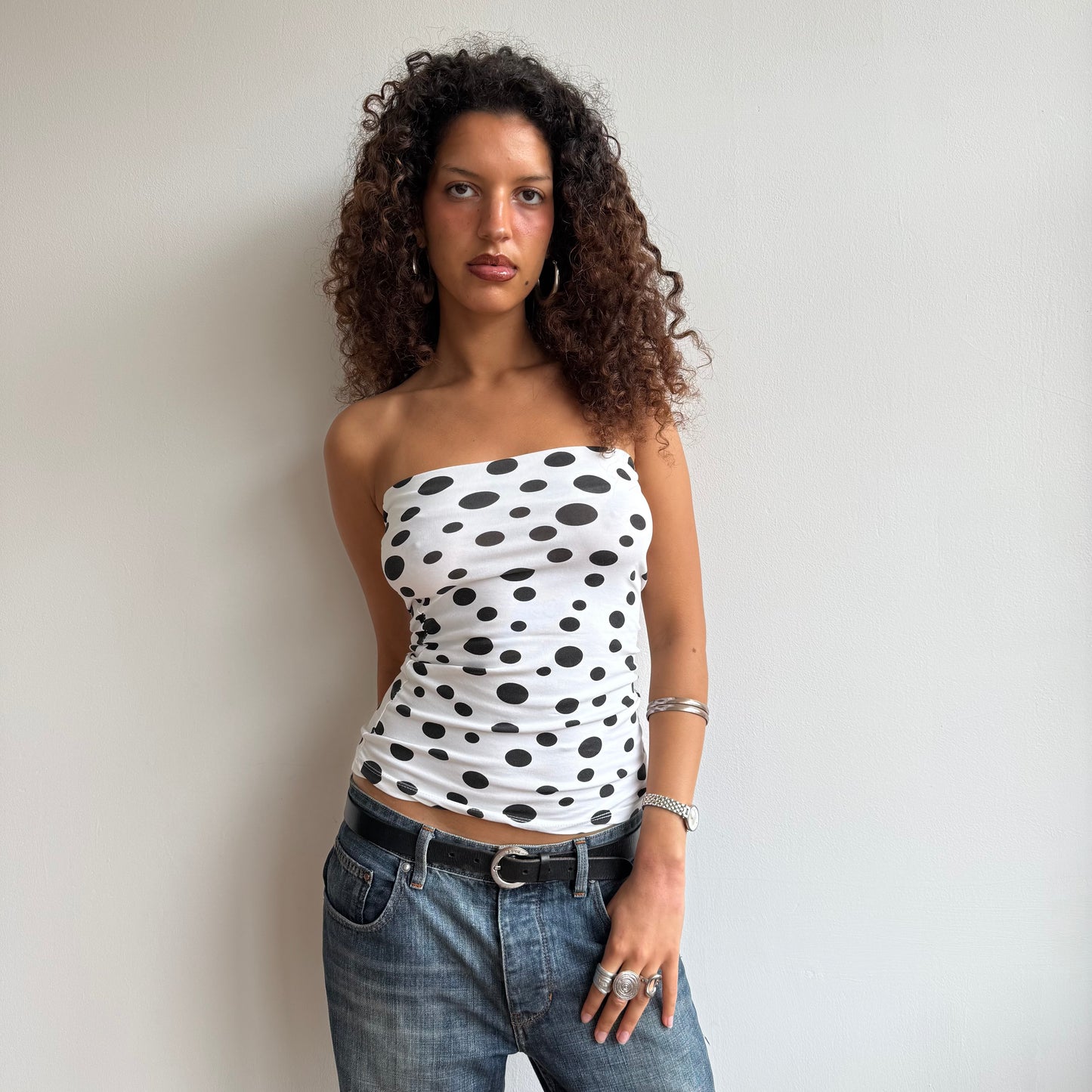 White polka dot bandeau - Size S