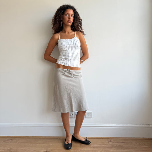 Taupe linen midi skirt - Size S