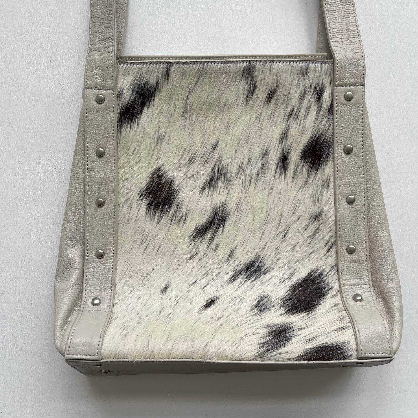 White leather cowhide bag