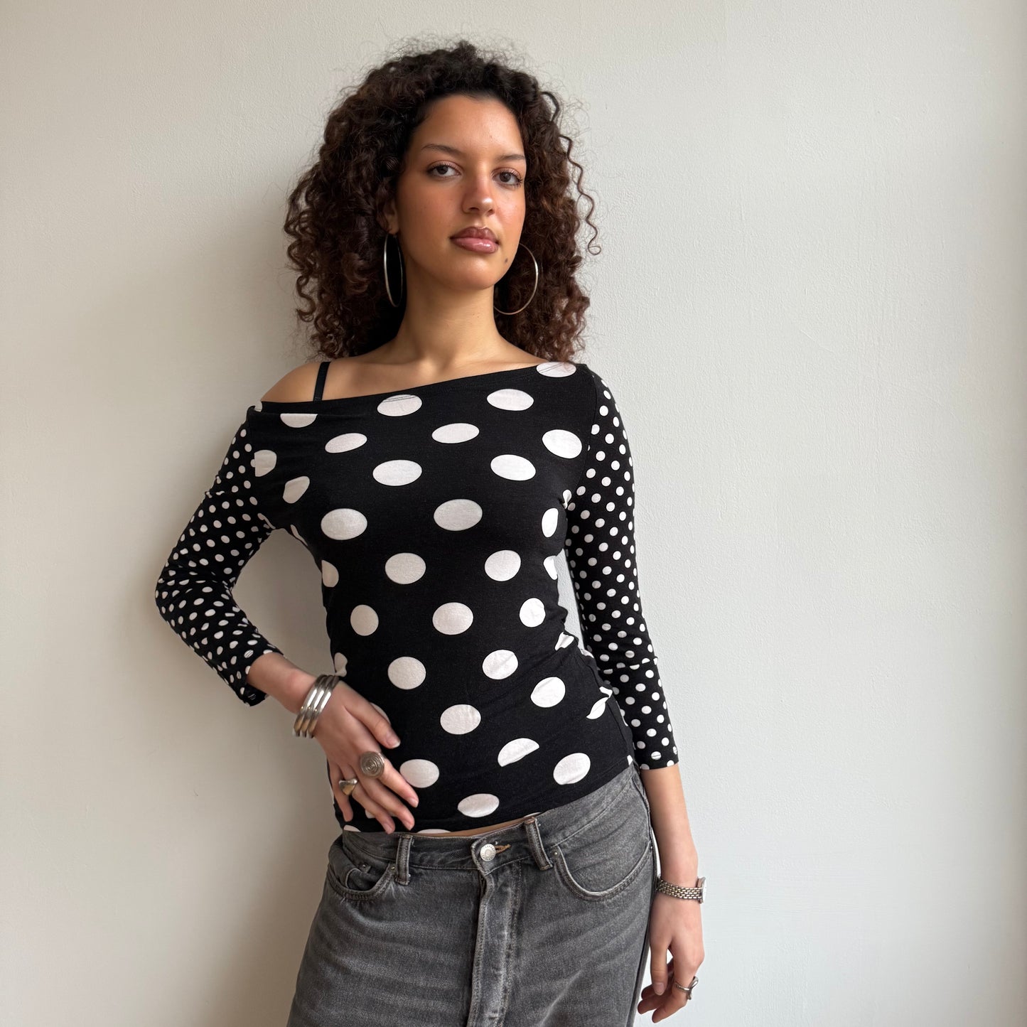 Polka dot 3/4 sleeve top - Size M