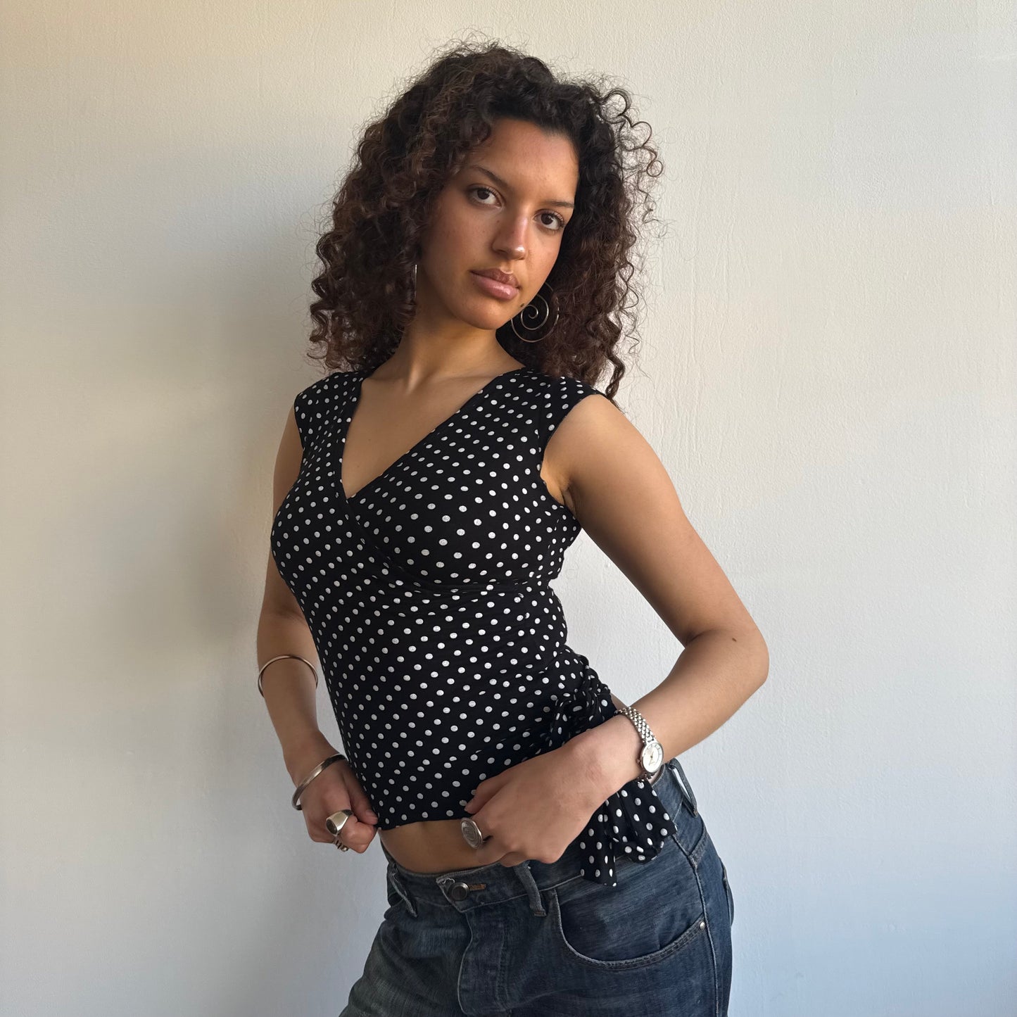 Polka dot wrap top - Size S