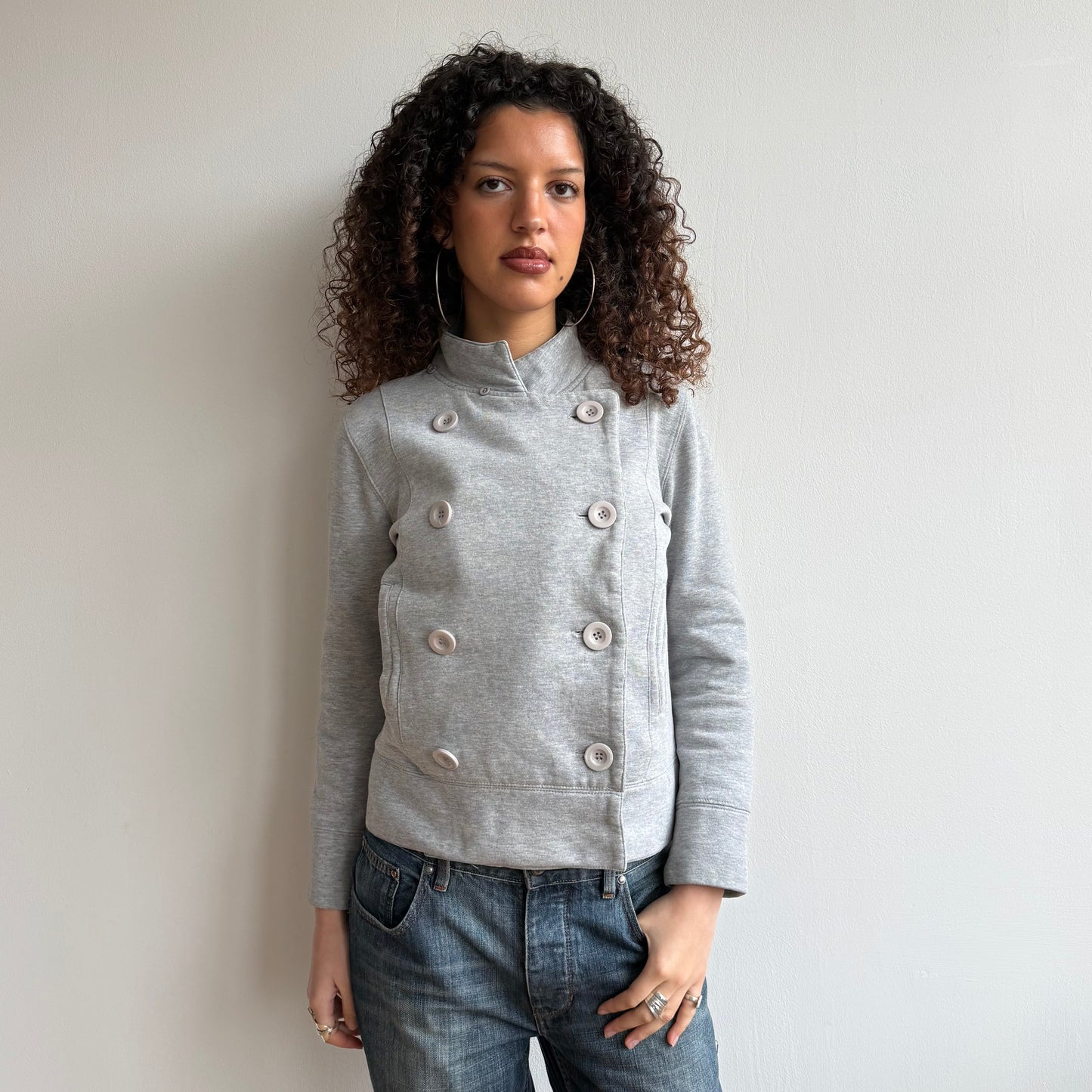 Grey peacoat collar jumper - Size M