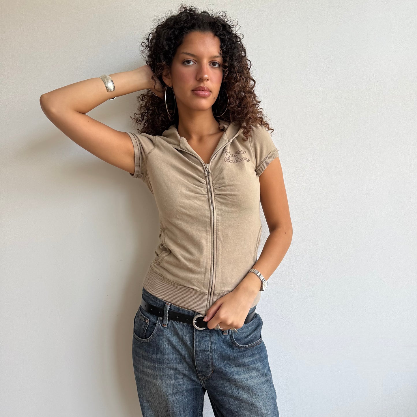 Brown short sleeve hoodie - Size S