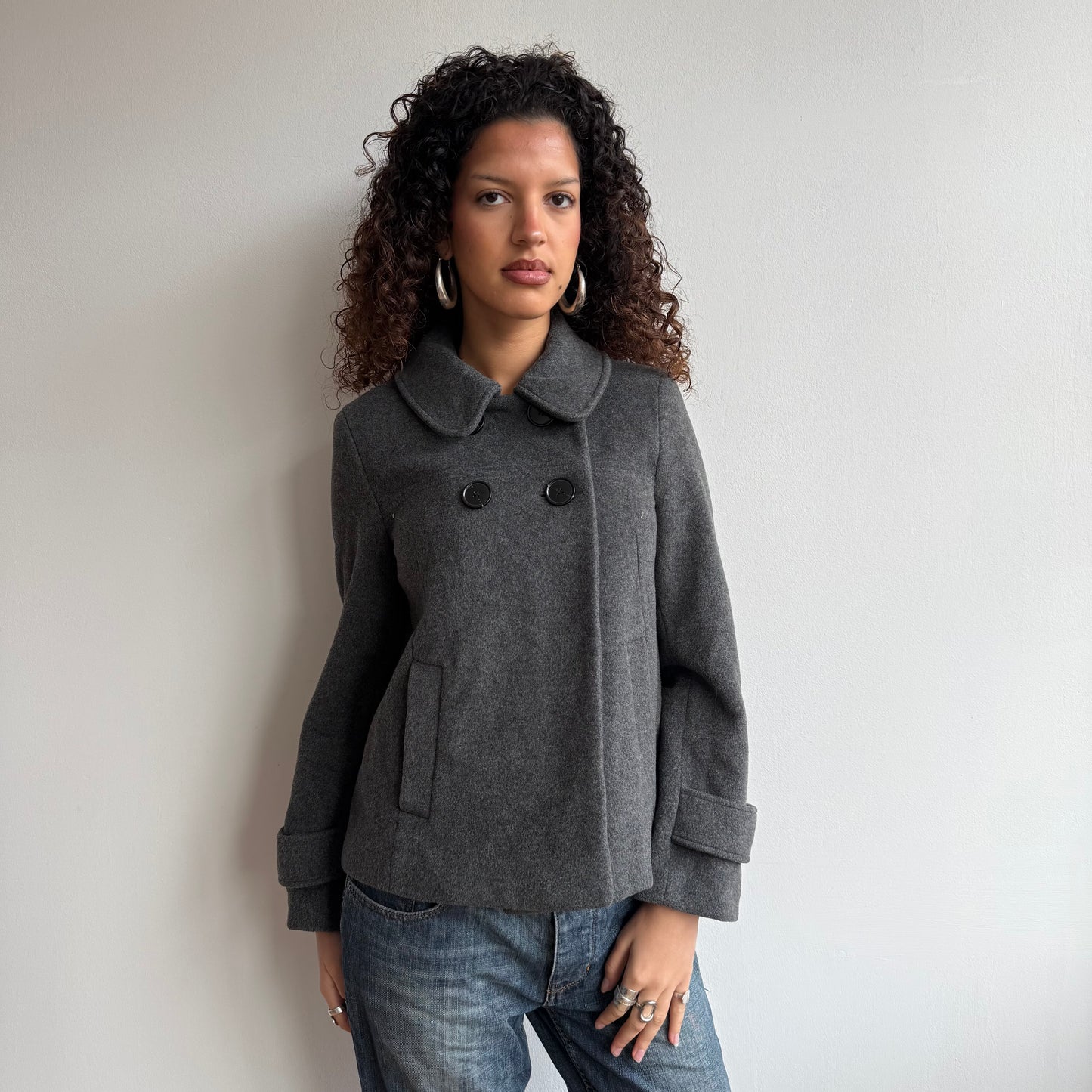 Grey wool peacoat - Size M