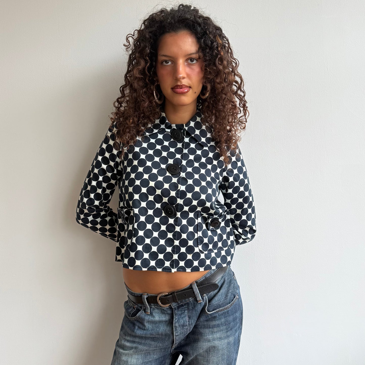 Polka dot long sleeve peacoat - Size S